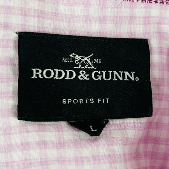 Rodd & Gunn Large Sports Fit Shirt Pink White Plaid 100% Cotton Button Down - Picture 3 of 5